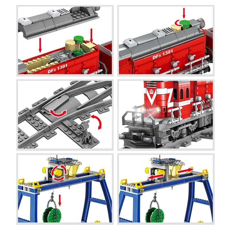 

1002PCS City track Building Block Brick Toys For Children Classic kit Dongfeng 5 diesel locomotive Cargo Train Educational Gift