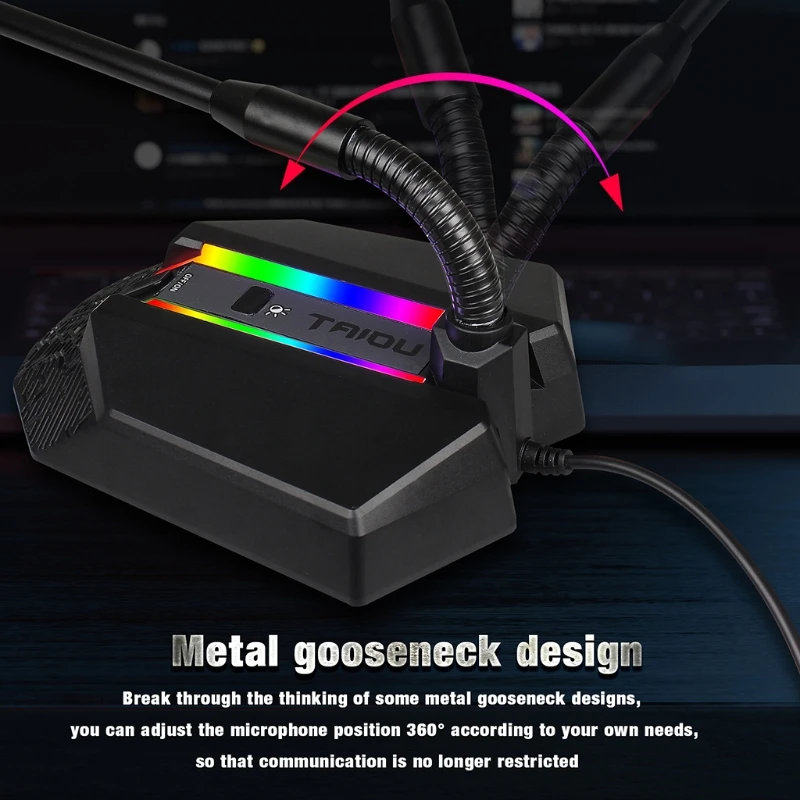 

2021 Hot Computer USB Microphone RGB MIC Drive-free voice chat For PC Laptop Loud Speaker D08A