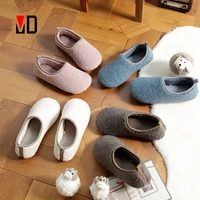 autumn 2020 new slippers breathable teddy fabric indoor women home shoes lovers house fleece slides non slip men couples outdoor