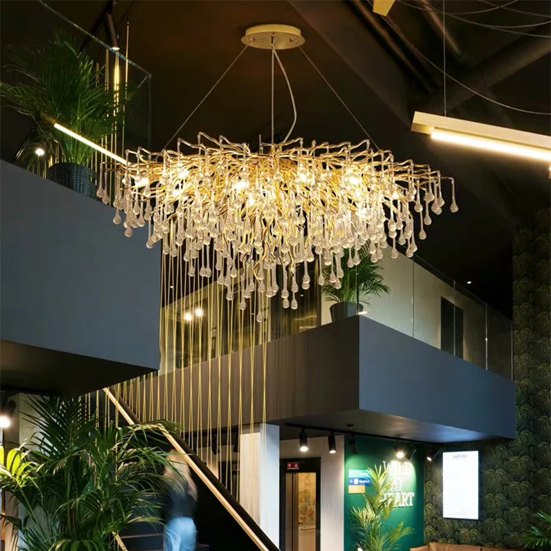 

Modern Chandelier Crystals Nordic Luxury Gold LED Chandeliers LOFT Villa Large Lustre Living Room Hotel Hall Art Decor Lighting