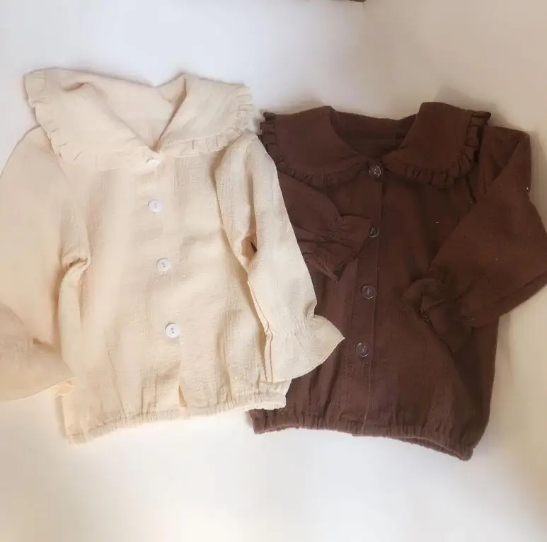 INS/2020 рубашки для маленьких девочек с отложным воротником детская блузка из