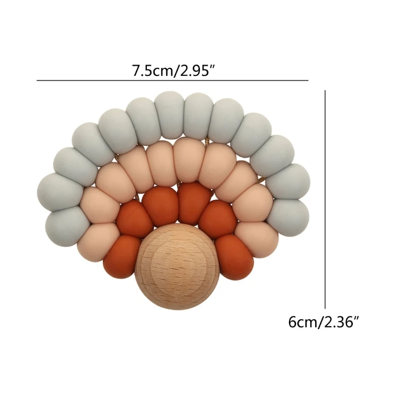 

1PC Silicone Beads Teether Wooden Beads Bracelet Nursing Teething Toys BPA Free DIY Baby Teether G99C