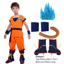 New Christmas Holiday Adult Kids Boy Z Son Goku With Shose Belt Cosplay Costume Suits Halloween Dress Party