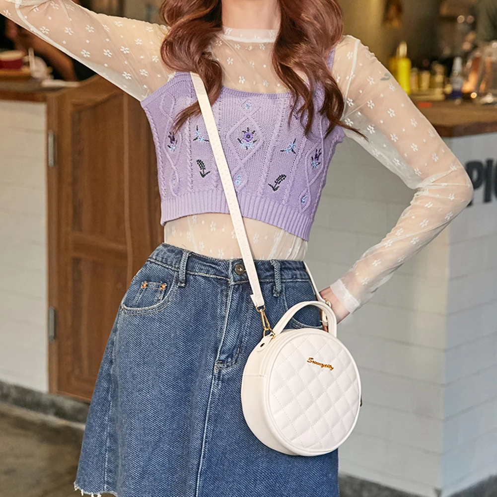 

Трендовая женская сумка 2021, круглые сумочки, дешевая Высококачественная сумка-мессенджер через плечо из искусственной кожи, женский малень...