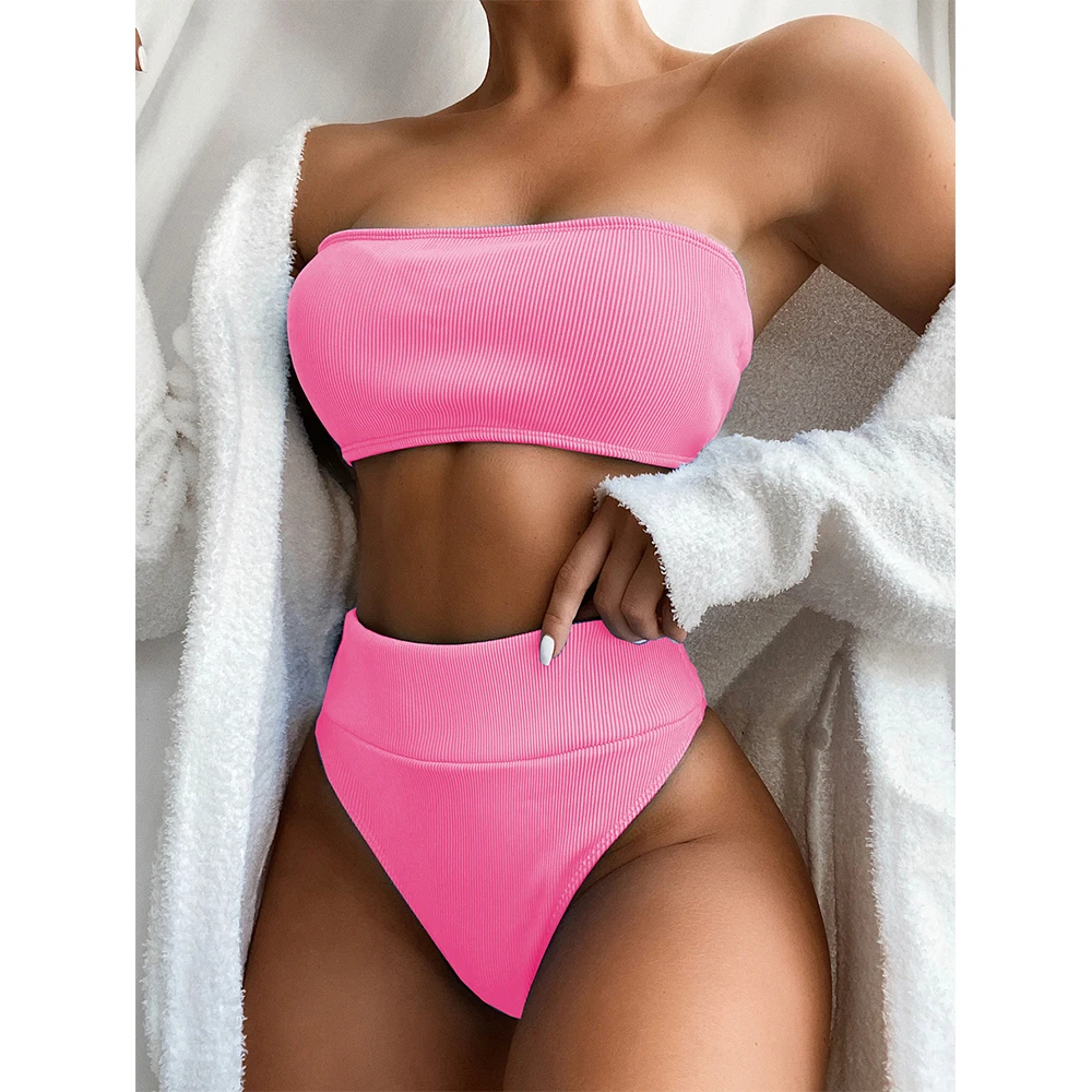 

Swimsuit Set 2022 Summer Women's Hot Sale Bikini European And American Swimwear Solid Color Swimsuit Split Bikini