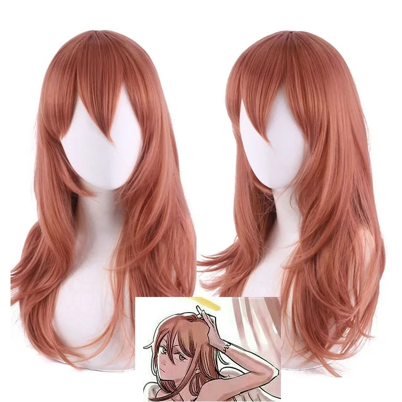 

Chainsaw Man Angel Devil Cosplay Wig Anime Dark Orange Wigs Halloween Cosplay Props 55cm