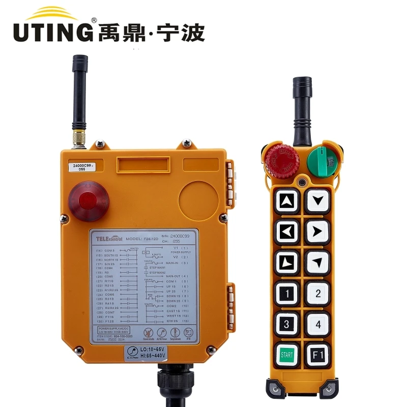 

Telecontrol F24-12S remote control 12 channels 1 transmitter 1receiver universal industrial wireless control for crane AC/DC