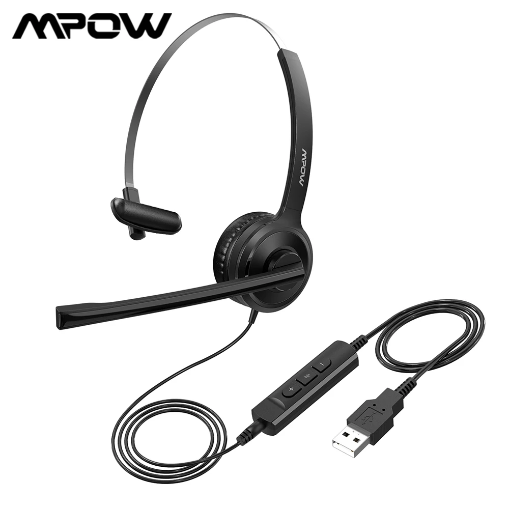 

Mpow BH323 Office Wired Headset Stereo Computer Headphone with Noise Cancelling Mic 3.5mm PC USB Headset for Driver/Call Center