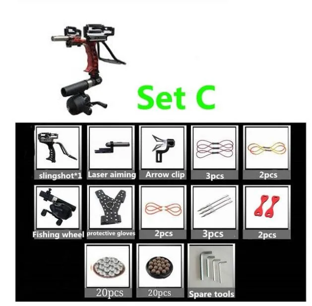 Red Set C Лазерная Рогатка черная красная охотничья Рогатка для рыбалки рыболовный лук уличная Мощная Рогатка катапульта дартс аксессуары - Цвет: Red Set C
