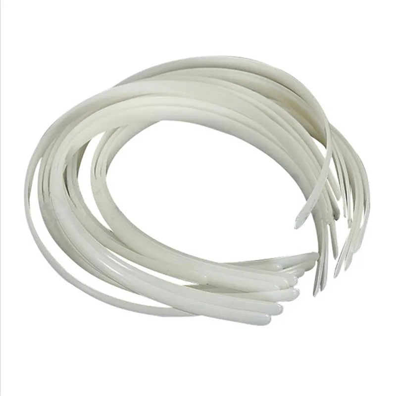 

12Pcs White Plain Girls Headband 10MM Width Trendy Plastic Hair Band DIY Craft For Women Girls Wholesale