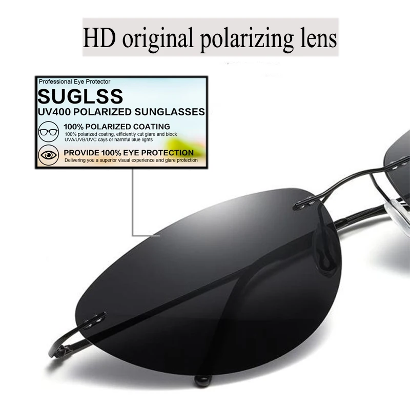 Солнцезащитные очки мужские с поляризацией антибликовое покрытие без оправы