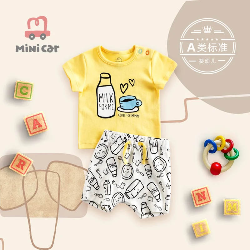 2 шт. хлопковая футболка и шорты для новорожденных мальчиков девочек |