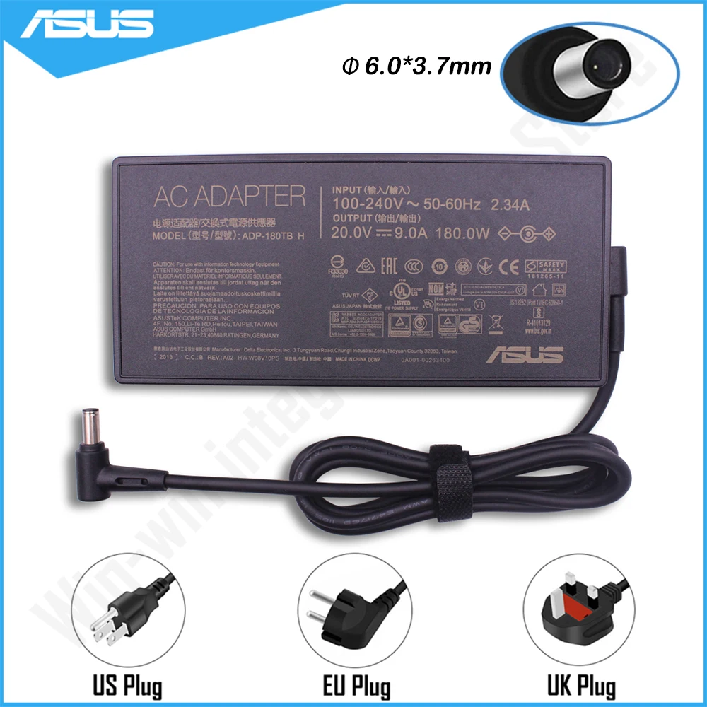 

20V 9.0A 180W 6.0X3.7mm Laptop AC Adapter Power Charger For Asus ROG Zephyrus G GA502 GA502IU GA401 GA401I G15 G14 Gaming Laptop
