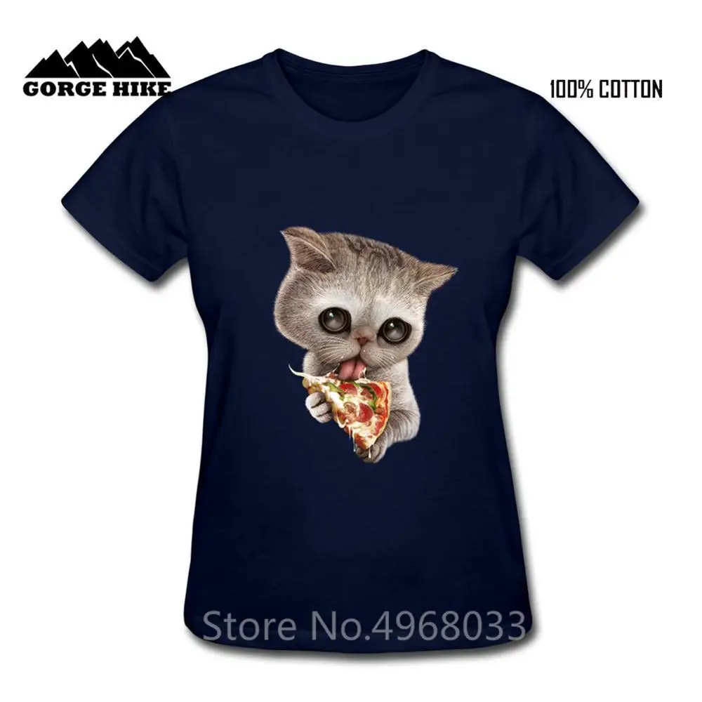 Милая Детская футболка с изображением животных кошек любимого пиццы котенка