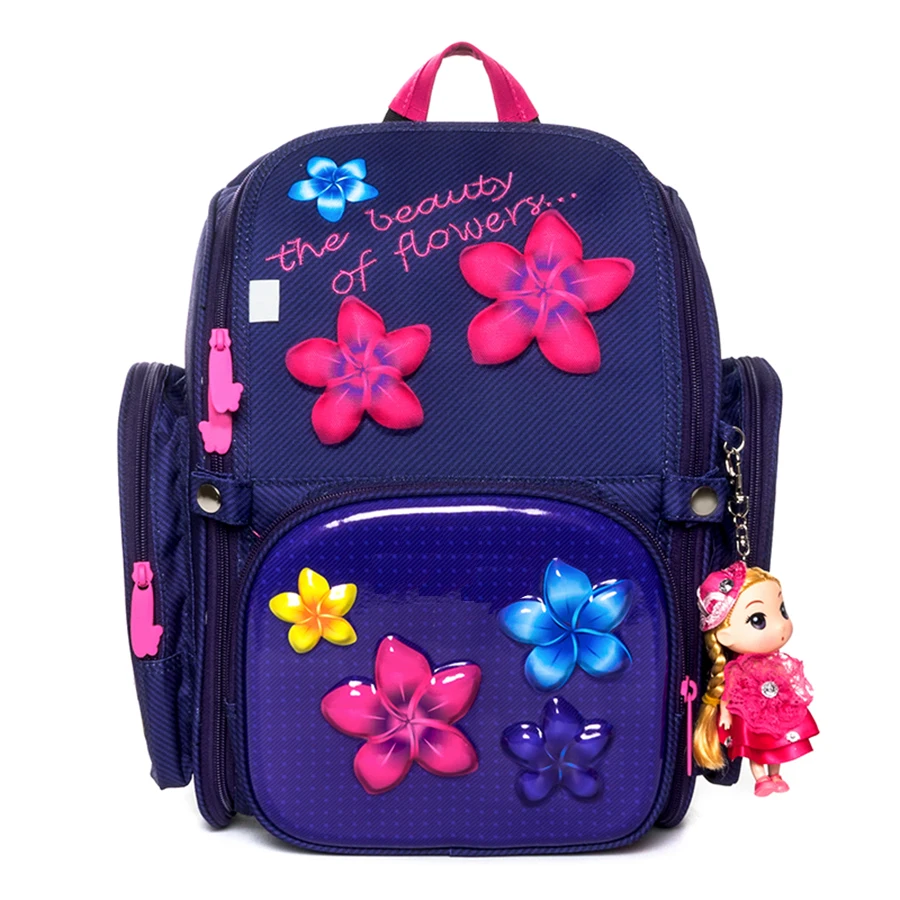 "Детский водонепроницаемый школьный ранец для девочек, ортопедический рюкзак с 3D рисунком, сумка для книг, 6117"