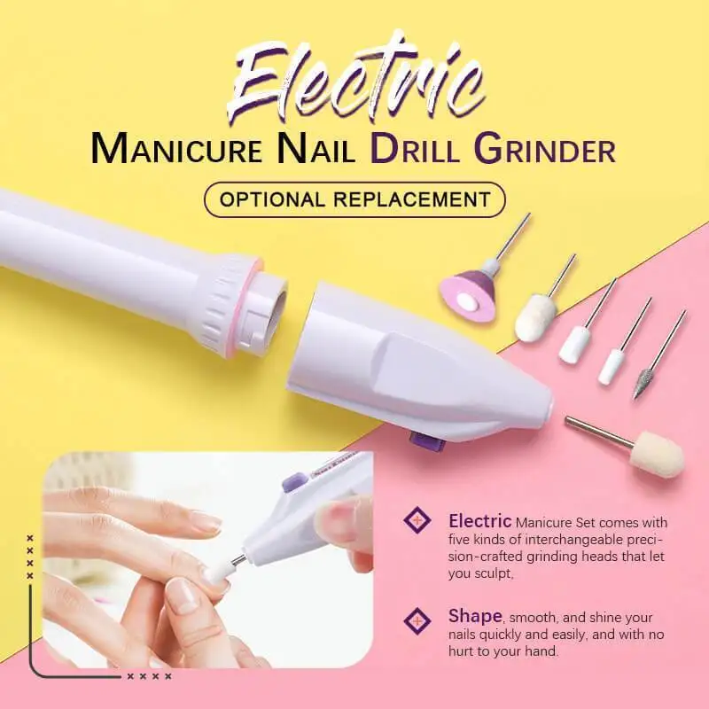 

1 Set Electric Sander With 5 Nail Polish Heads Plastic Portable Simple Nail Model Tools Mini Nail Polish Tester Dropshipping