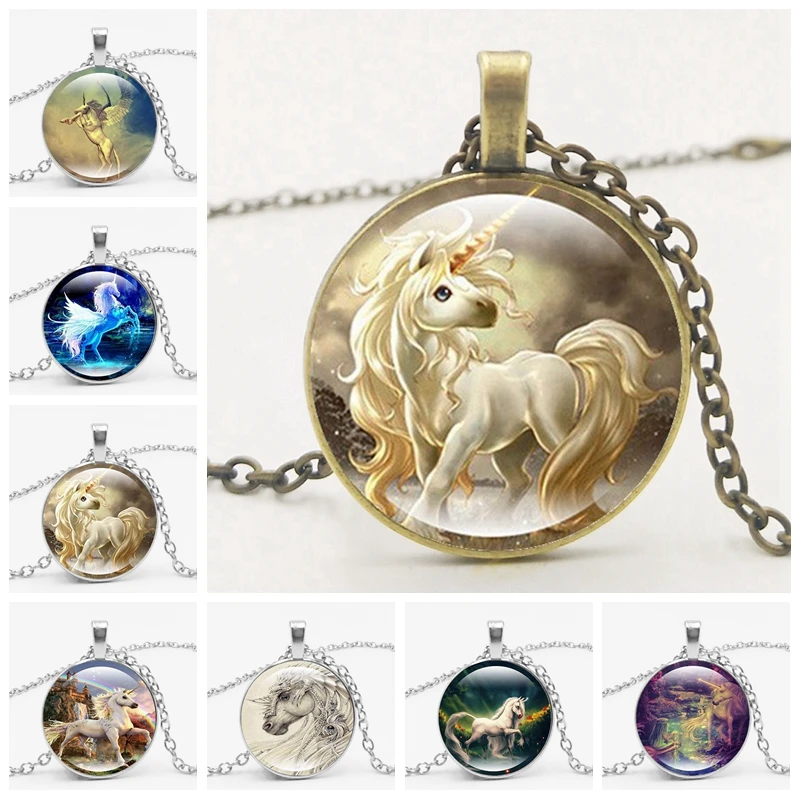 Модный бутик кулон ожерелье Лошадь Кулон стекло Ювелирные изделия Винтажный