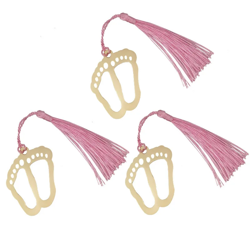 

Metal gold baby feet Bookmark Baby Shower Christening Wedding Favours for guest souvenirs return gifts Decoration souvenir