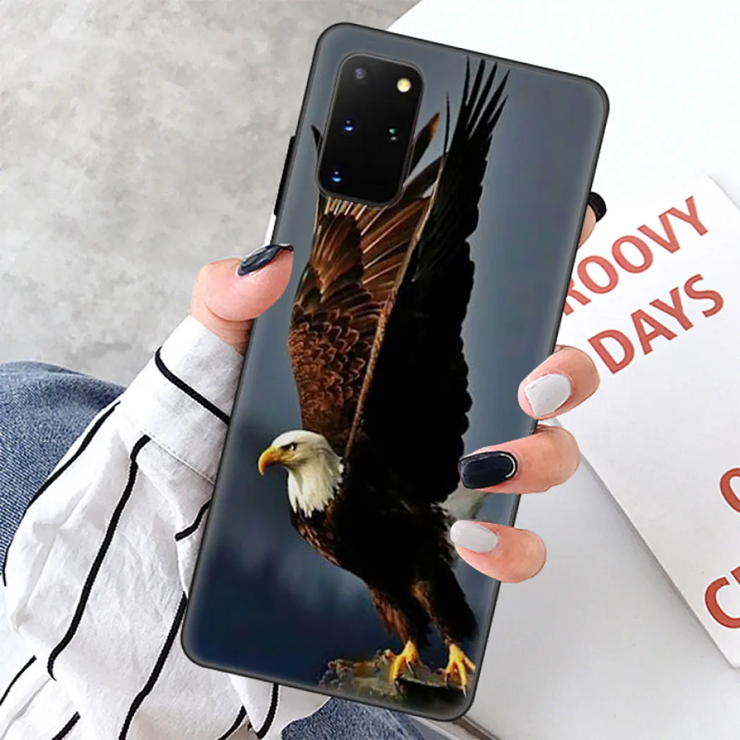 Soft silicone Cover for Samsung Note 8 9 S6 S7 Edge S8 S10 10 Plus S10E Black Phone Case Eagle Animal | Мобильные телефоны и