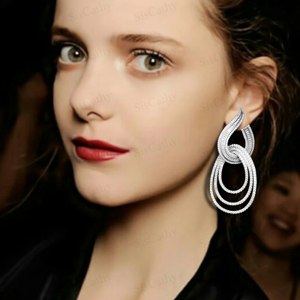 Женские серьги-капельки SisCathy роскошные свадебные с кубическим Цирконом и