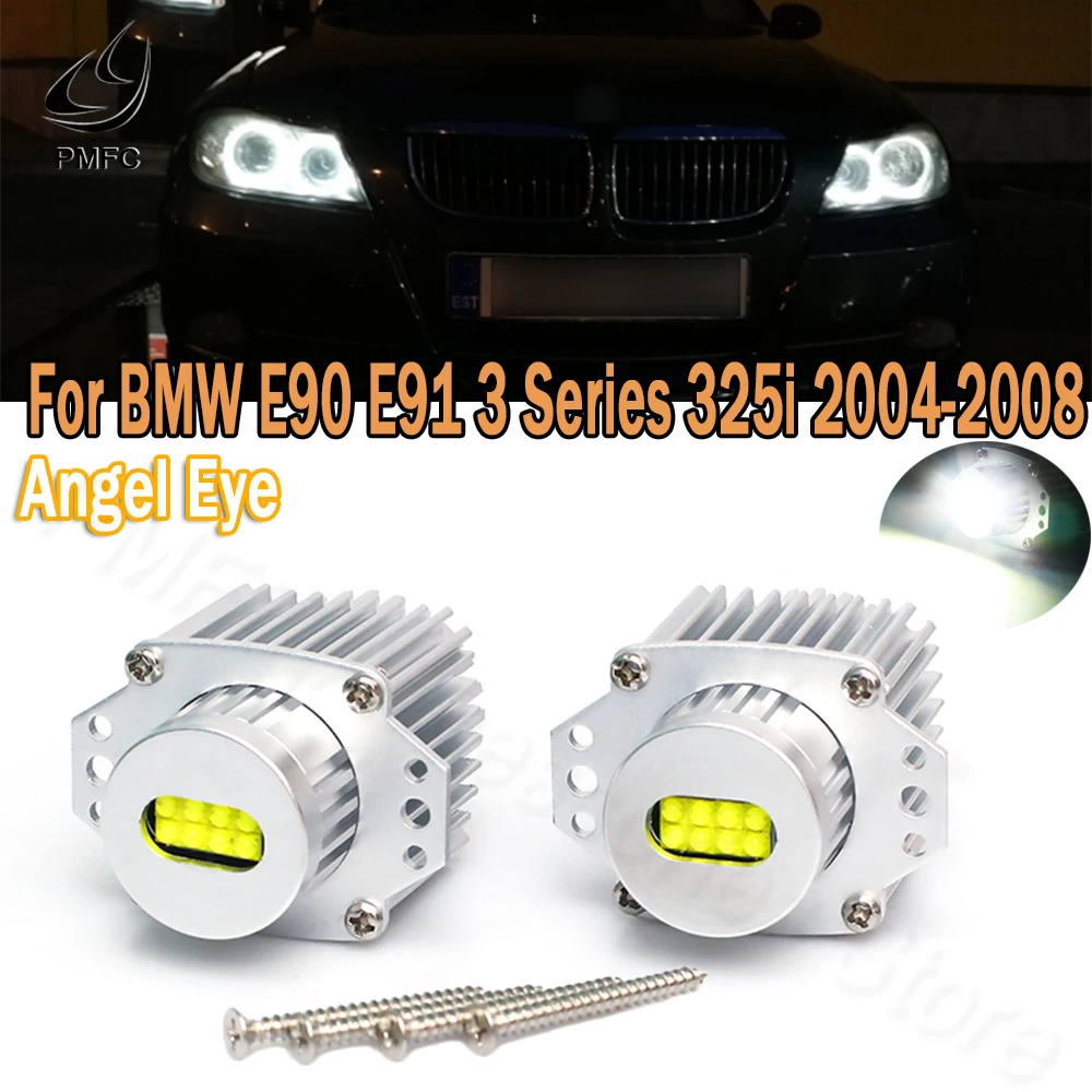 

PMFC LED 2Pcs Angel Eyes Lights Marker 80W Bulbs CANbus Error Free White for BMW E90 E91 3 Series 325i 328i 335i 2006 2007 2008