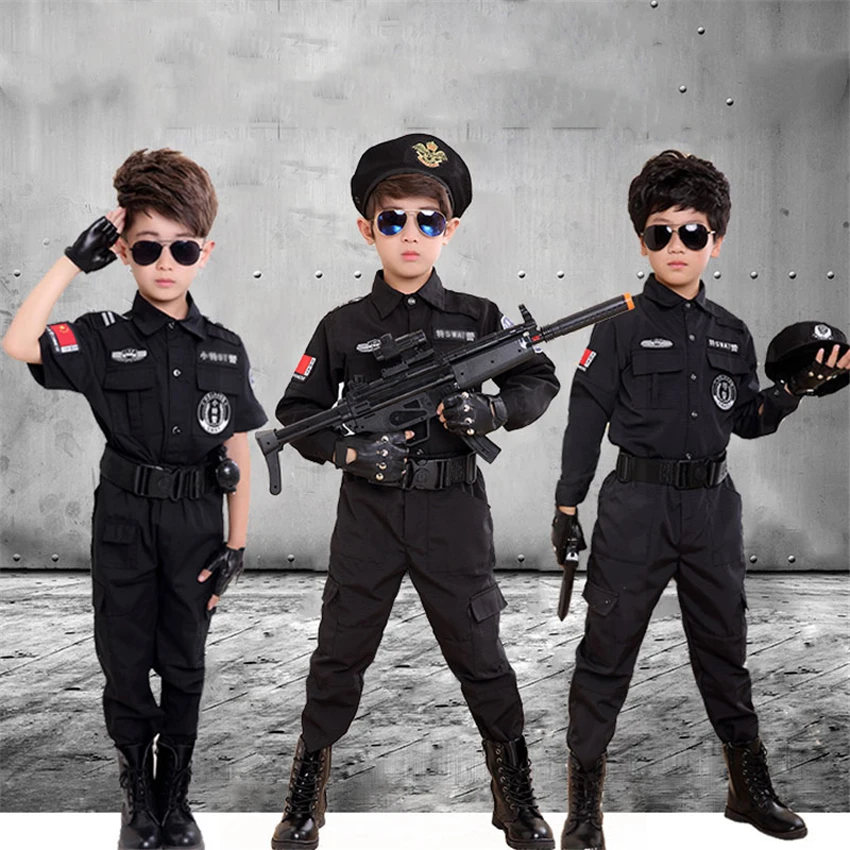 Детские костюмы для косплея мальчиков униформа полицейского военная спецназ