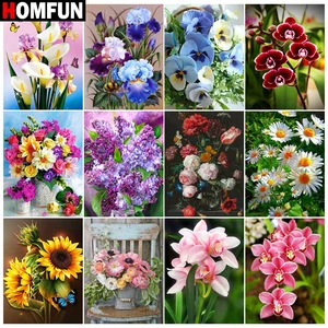 Картина HOMFUN с алмазной вышивкой, розы, лилии, свежие цветы, алмазная картина, полный квадратный фон для украшения