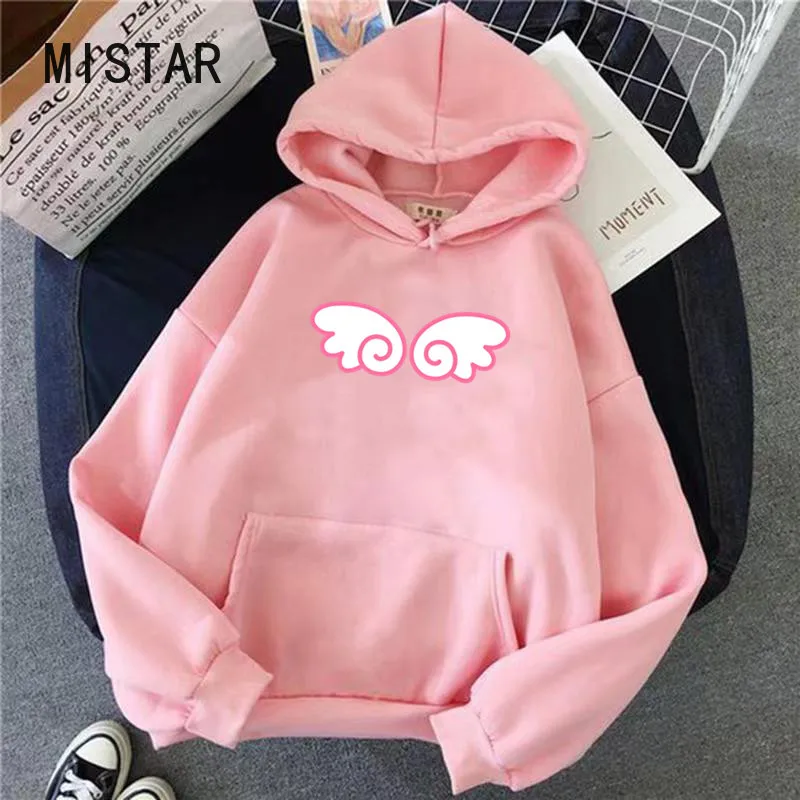 

Kawaii Anime Wing Hoodie Women Cardcaptor Sakura Graphic Hoodies Sweatshirt Female Oversized Clothes Streetwear Tops Hoody