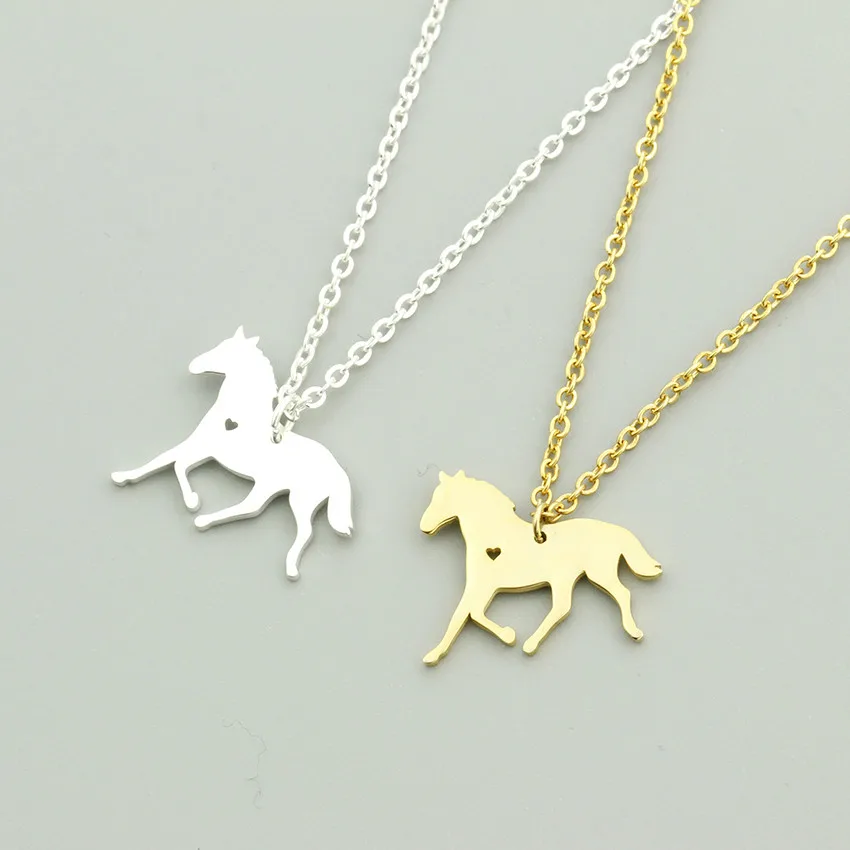 Ожерелье бегущая лошадь сердце ювелирные изделия подвеска из нержавеющей стали