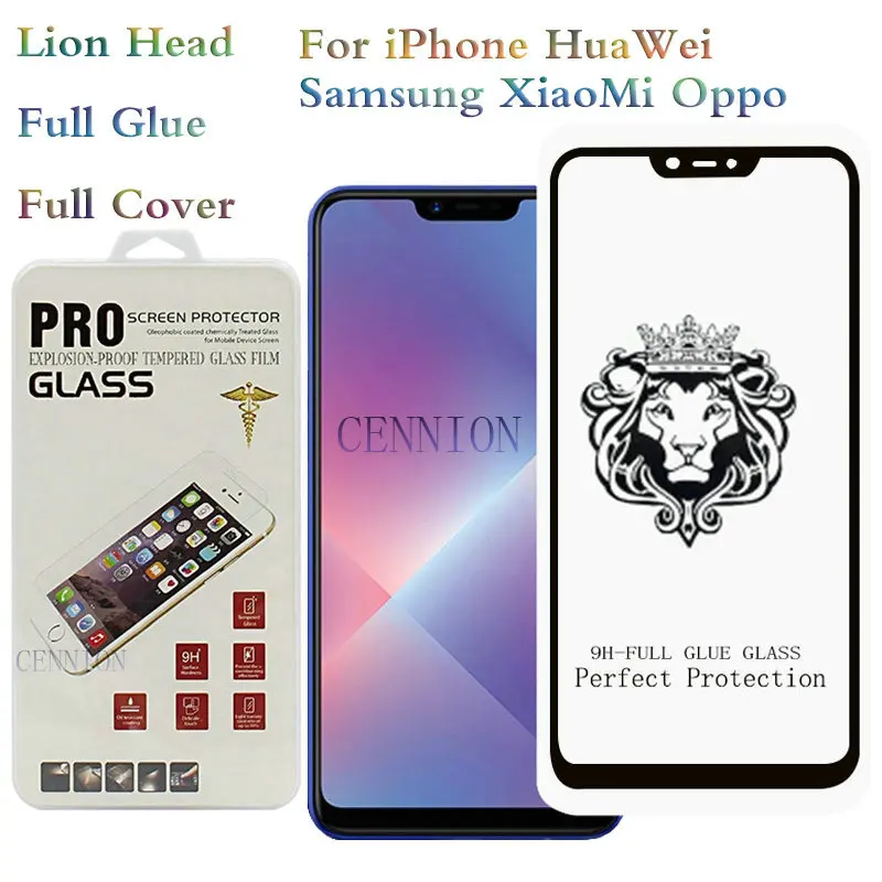

Lion Head Full Glue Anti-Scratch Tempered Glass Protector for iPhone 14 13 12 Mini 5.4 6.1 Pro Max 6.7 Inch 11 7 8 Plus Xs XR