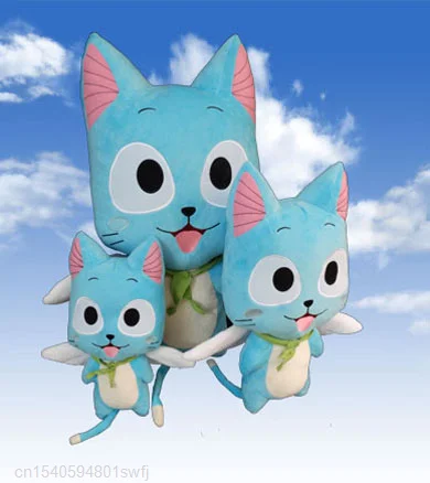 30/40/56cm Anime Fairy Tail Plush Toy Kawaii Happy Blue Cat Soft Stuffed Animals Toys Model Doll For Kids Girls Gifts | Игрушки и хобби