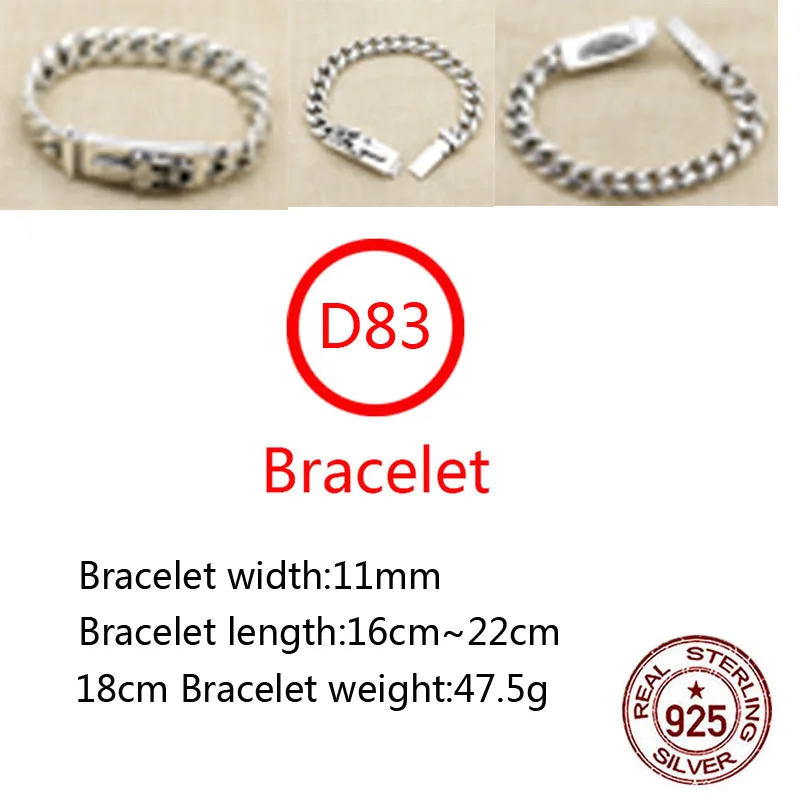 

D83 s925 sterling silver bracelet retro sailboat anchor holy sword letter punk style hip hop tide brand personality domineering