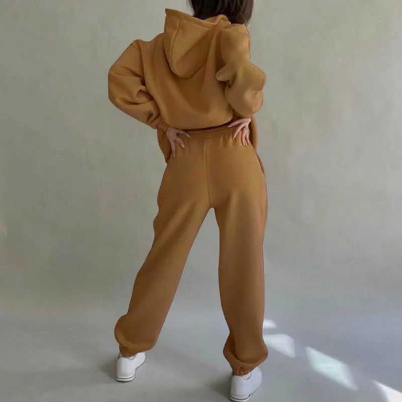 Женский спортивный костюм из двух предметов повседневный флисовый зимний