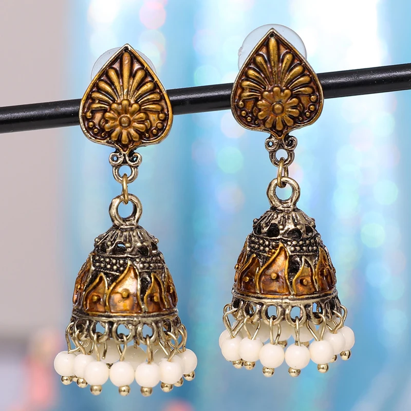 Индийские Jhumka серьги «Слоник» цыганские ювелирные изделия в стиле ретро этнические бусины в античном стиле висячие серьги с кисточками для женщин богемный подарок