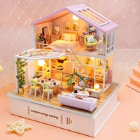 diy dollhouse miniature building kits gift for children wooden cottage model little house toys doll house furniture accessories