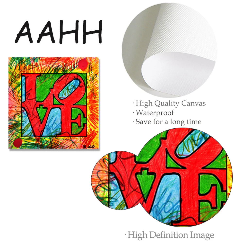 

New Red Bright Personality Graffiti Square Love And Hope Text Abstract Canvas Painting Poster Picture Wall Art Home Decoration