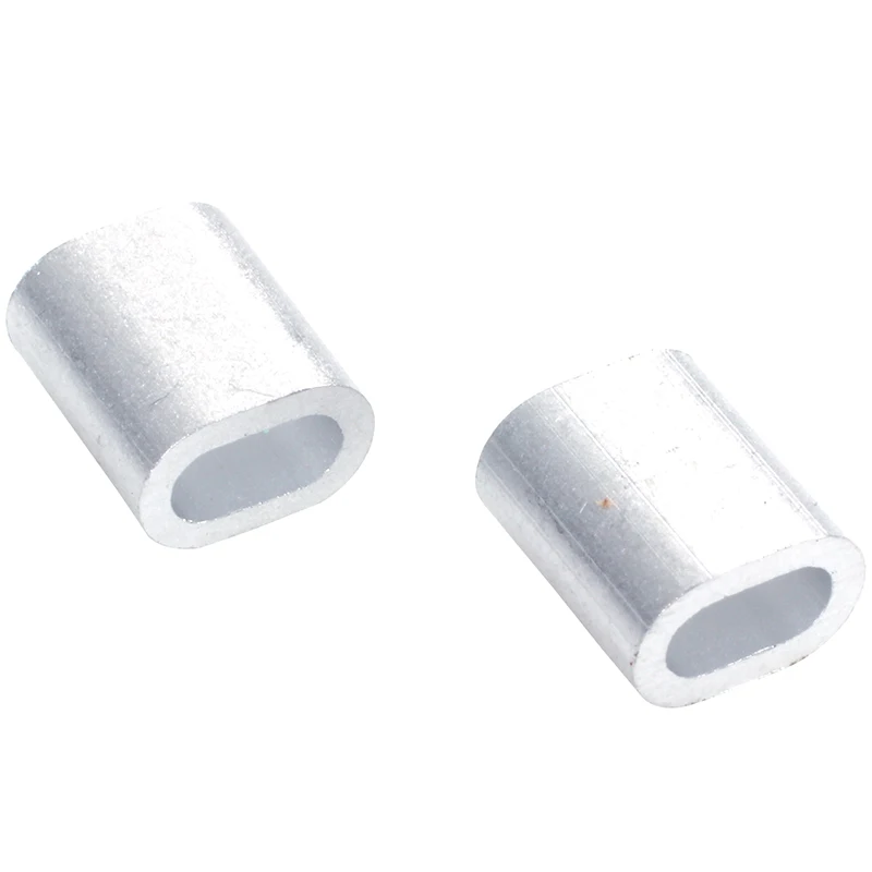 

50 x Oval aluminum h uelsen clamps for 2 mm wire rope Press clamp silver tone