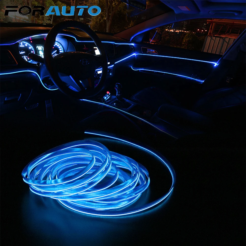 

FORAUTO 5 м Гибкий неоновый светодиодный светильник DIY автомобиля Подсветка салона светильник ing Авто Светодиодные ленты EL провода веревка Авто...