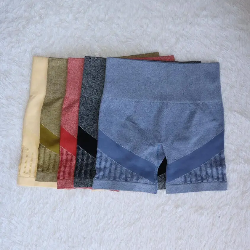 

2021 New 5 Colours High Waist Women Workout Yoga Shorts Fitness Stretch Mesh Vent Holes Gym Tights Shorts Sportswear Seamless