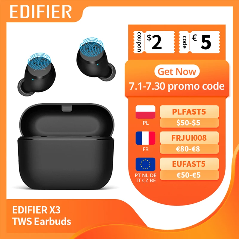 

EDIFIER X3 TWS Wireless Bluetooth Earphone bluetooth 5.0 voice assistant touch control voice assistant up to 24hrs playback