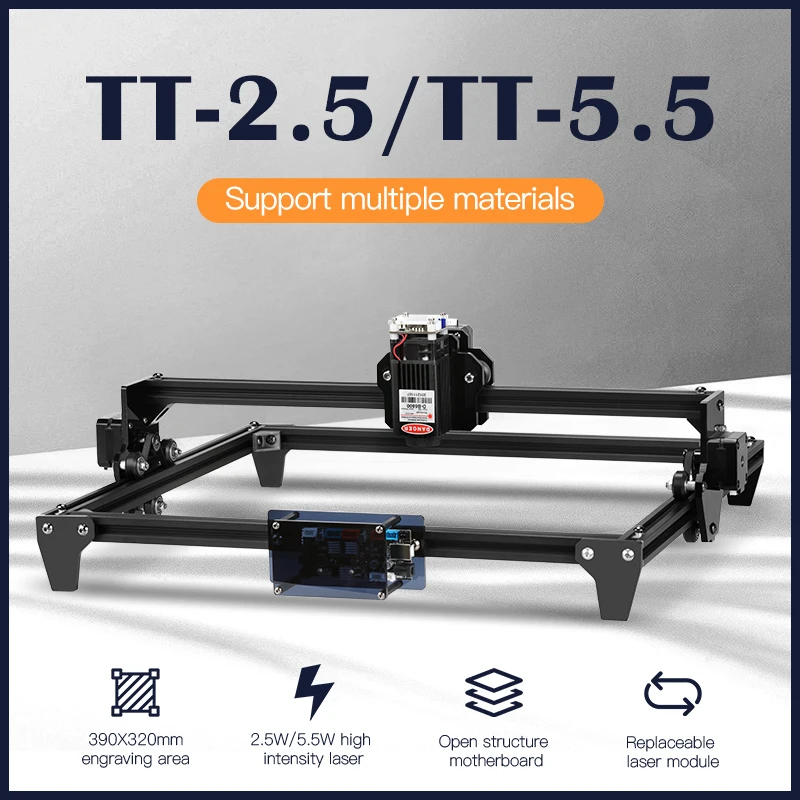 

Twotrees TT- 5.5 30*40cm Mini 2500MW 5500MW 2Axis CNC Laser Engraving Machine DIY Engraver Desktop Wood Router/Cutter/Printer
