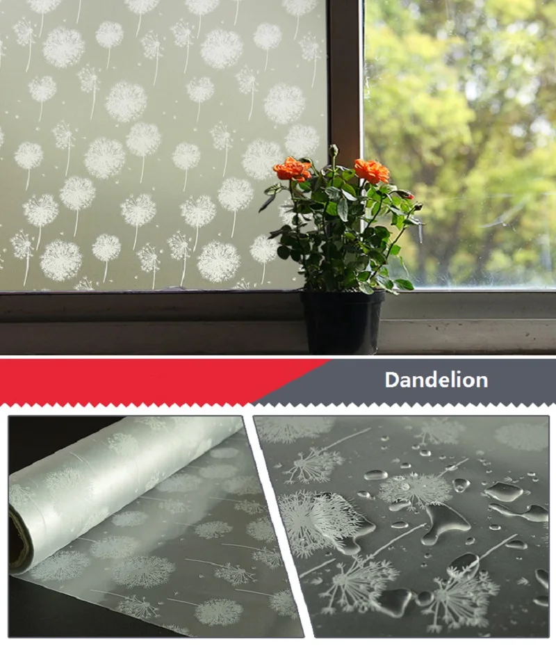 Самоклеящаяся оконная фольга ПЭТ приклеенная Одуванчик защита