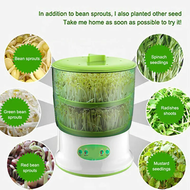 Automatic Bean Sprout Machine 2-3 Layers with Pressure Plate Large Capacity Thermostat Green Plant Seeds Beans Growing Machine