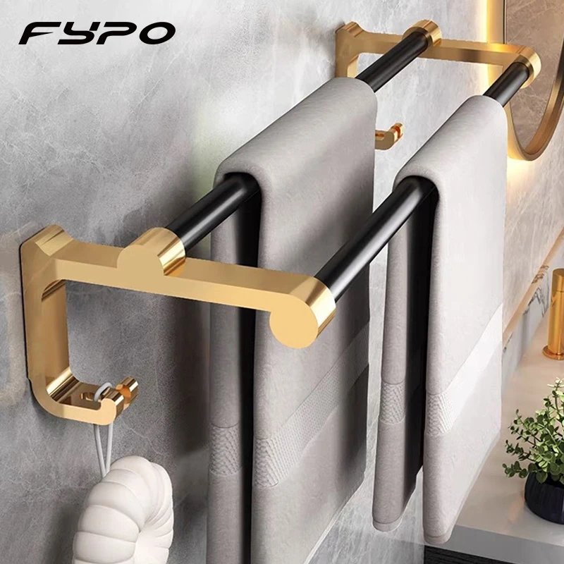 

Towel Rack 40/50cm Towel Holder Bathroom Accessories Wall Mount Towel Bar Aluminum Bathroom Towel Coat Rack Shower Shelf