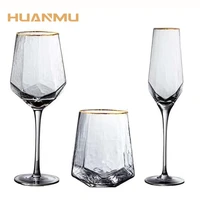 2 pcs wine glasses home hammered goblet creative glass cups red wine diamond champagne brandy wedding luxury drinkware