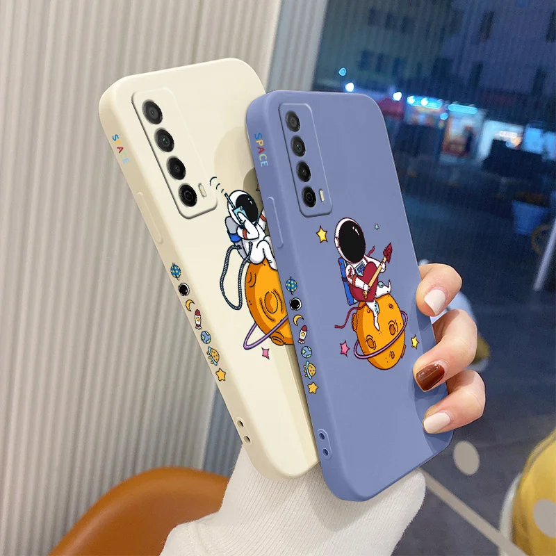 

Side Print Pattern Phone Case For Huawei P Smart 2021 Y7A Liquid Silicone Cover