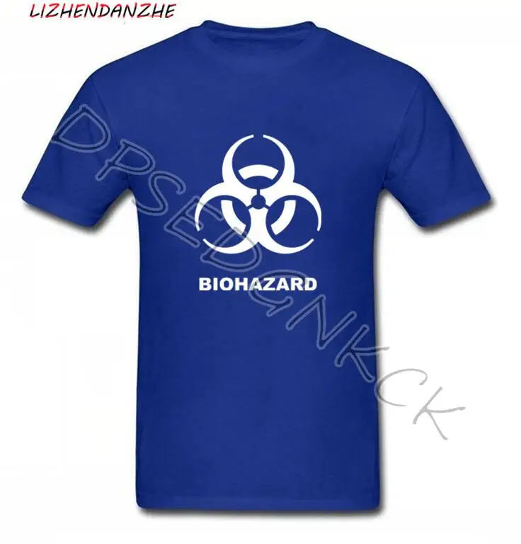 Мужская хлопковая футболка с коротким рукавом принтом логотипа BIOHAZARD лето 047 |
