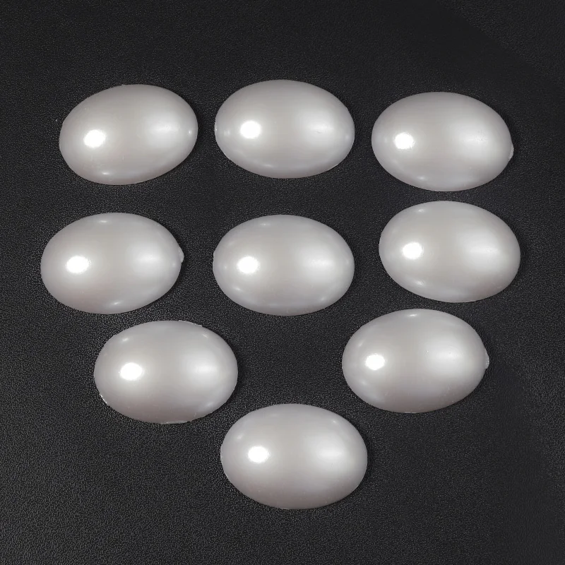 

10pcs Plastic Oval Flatback 22x30mm White Imitation Pearls Cabochon Spacers For DIY Jewelry Making Bracelet Accessories