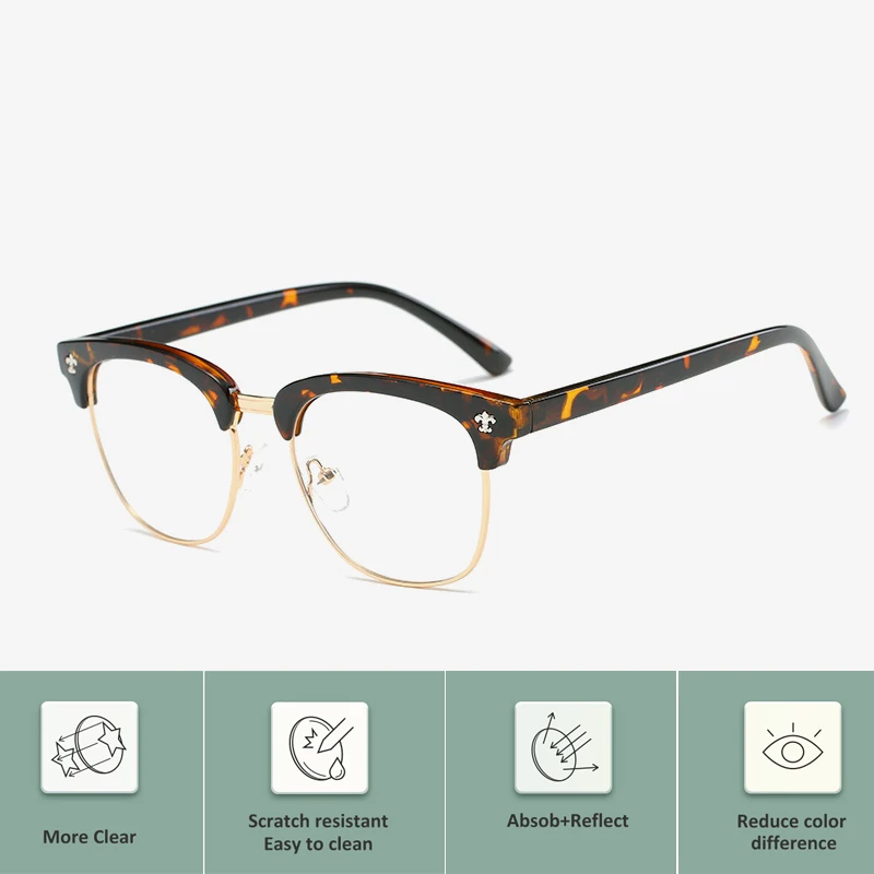 

Prescription Glasses Women Men Progressive Photochromic Glasses Multifocal Half Frame Glasses Acetate Optical Clear Eyeglasses