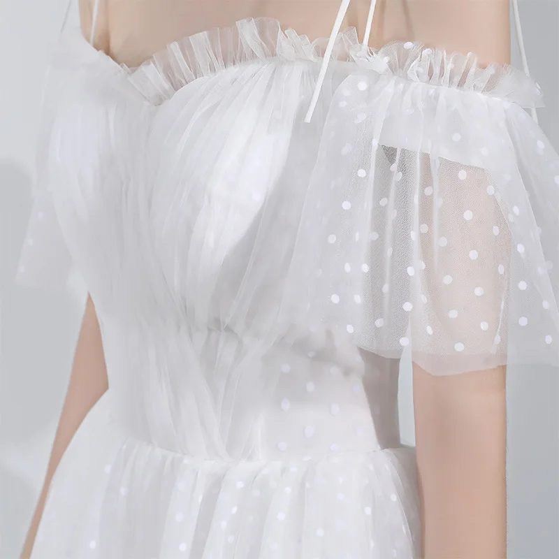 Женское платье Летнее элегантное сексуальное с открытыми плечами в горошек